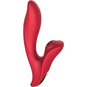 Passion Labs Луксозен вибратор със засмукваща функция "wyn 91 red" 20 см