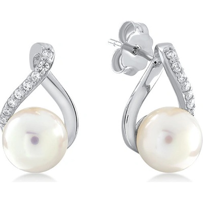 Lillian Vassago náušnice v bílém zlatě s perlou a zirkony zapínání na puzetu LLV22-GER126W