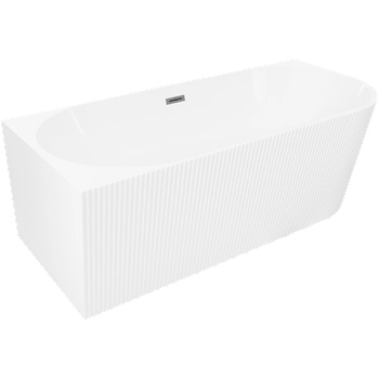 Mexen Silo свободностояща лява ъглова вана с релеф 170 x 80 см, бяла, преливник gun metal - 52891708000L-95 (52891708000L-95)