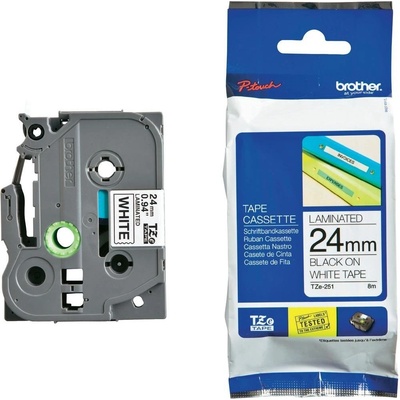 Brother TZe-251 Tape Black on White, Laminated, 24mm - Eco (BTZe-251)
