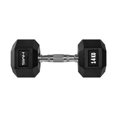 HMS Hexagonální pogumovaná jednoručka HEX PRO pro silový trénink 14 kg