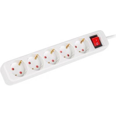 Lanberg PS1-05F-0150-W разклонител с 5 гнезда Schuko, 10 А, 1, 5 м, с превключвател, бял