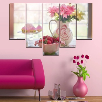Vivid Home Картини пана Vivid Home от 5 части, Цветя, Канава, 110x65 см, 6-та Форма №0584