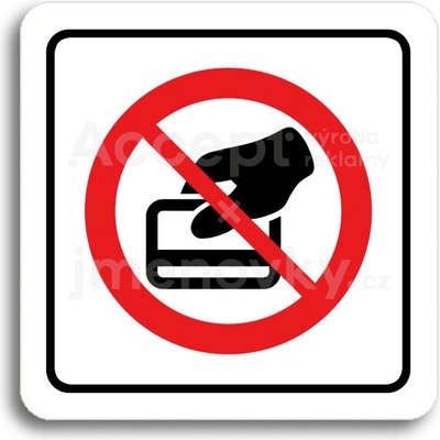 ACCEPT Piktogram zákaz placení kartou - bílá tabulka - barevný tisk