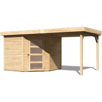 KARIBU SCHWANDORF 5 drevený domček + prístavok 240 cm (77746) 462 x 246 cm, natur LG3906