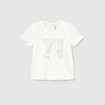 MAYORAL Тениска къс ръкав basic в мръсно бял цвят със сребристи детайли за мини момиче Майорал