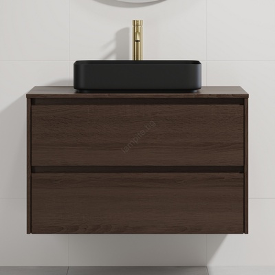 Bath Deluxe Шкаф за баня с мивка TRONDHEIM/LJORDAL 90x57x46 cm орех/черно (SETBT0153E)