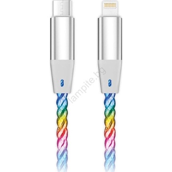 ALIGATOR DATKP65 - USB кабел USB-C / Lightning с LED подсветка 30W PD 0, 5 m (PH0035)