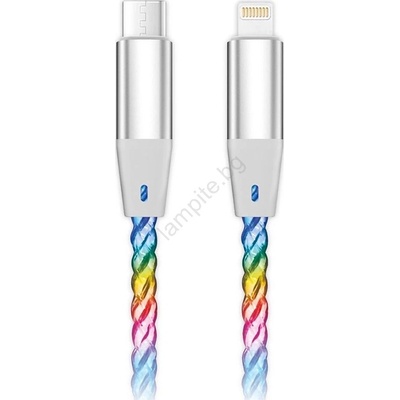 ALIGATOR DATKP65 - USB кабел USB-C / Lightning с LED подсветка 30W PD 0, 5 m (PH0035)