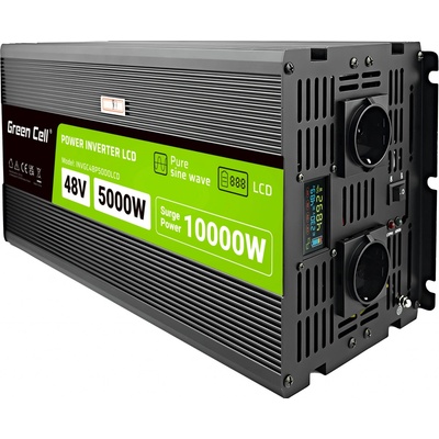 Green Cell INVGC48P5000LCD 48V/230V, 5000W/10000W - čistá sinusoida s LCD displejem