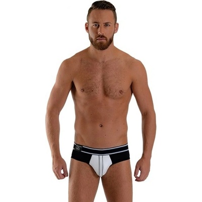 Mister B URBAN Bronx Brief Black-White, pánske bavlnené slipy