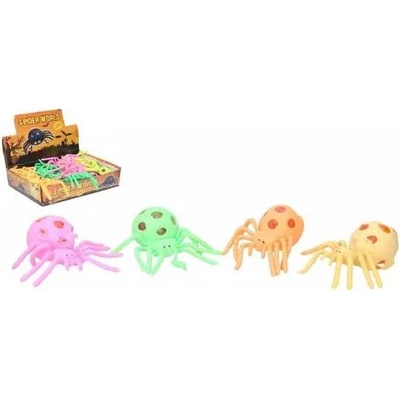 Wiky Pavouk mačkací antistresový sliz silikon 10cm 4 barvy 12ks v boxu