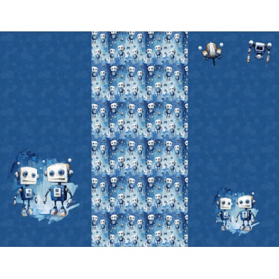 Takoy Panel na fusak z nepromokavého polyesteru 155x120 modrí roboti