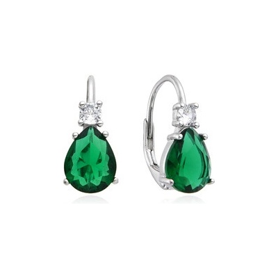 NUBIS Stříbrné dámské náušnice zelené kapky - NB-3072