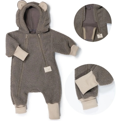 ESITO Rostoucí zimní kombinéza Teddy fleece double Brown hnědá – Zboží Dáma