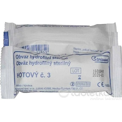 Obväz hotový č.3 sterilný s kompresom 8cm x 5m
