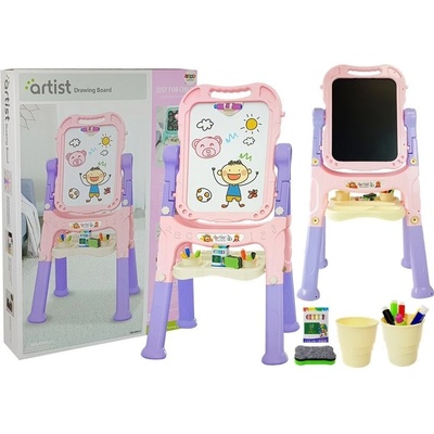 Lean Toys Magnetická tabuľa 2v1 ružovo-fialová 48 prvkov