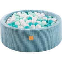 MeowBaby Round Ball Pit 90 x 30 cm with 200 Balls Corduroy Turquoise