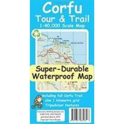 Corfu Tour & Trail Super-Durable Map Brawn DavidSheet map