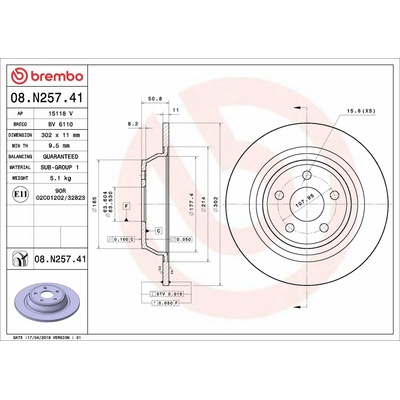 BREMBO brzdový kotúč 08.N257.41, súprava 2 ks