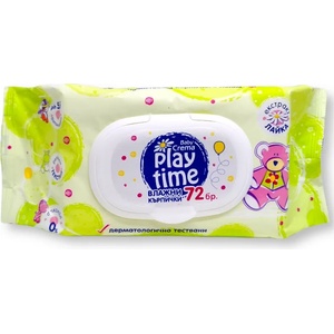  Play time бебешки влажни кърпички с капак, Лайка, 72 броя
