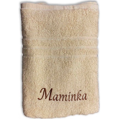 Top textil Osuška s vyšitým nápisem „Maminka“ 70x140 cm krémová