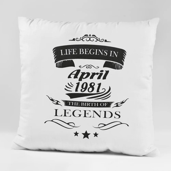 Image 1 of Art gift Възглавничка - Life begins in April, the birth of legends