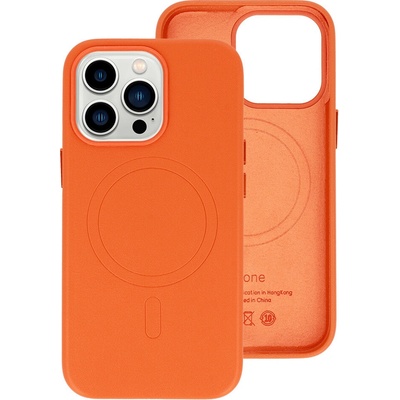 TopQ Zadný kryt MagSafe Leather pre Iphone 15 Orange