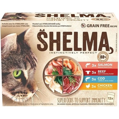 Shelma Cat Консерва месо и риба в сос 12 x 85 г