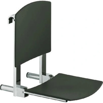 Keuco Plan Care - Sprchové sedadlo 31 x 36 cm, závesné, s opierkou, čierna/chróm 34981010037