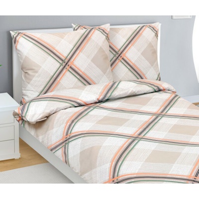 Bellatex obliečky bavlněný satén Kostka hnědá 140x220 70x90