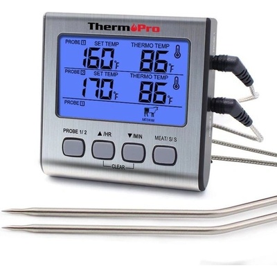 ThermoPro TP-17 digitální kuchyňský teploměr, dvě sondy, stříbrný TP-17 – Zboží Dáma
