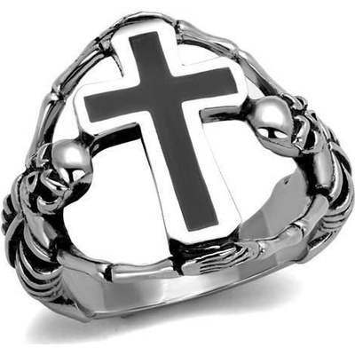 Šperky4U Pánský ocelový prsten kříž OPR1939