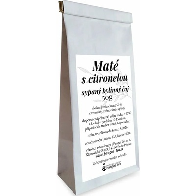 Růžová čajovna Pangea Tea Maté s citronelou, čaj nečaj 50 g