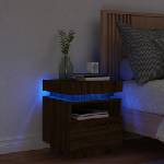 vidaXL Нощно шкафче с LED осветление, кафяв дъб, 40x39x48, 5 см (836796)