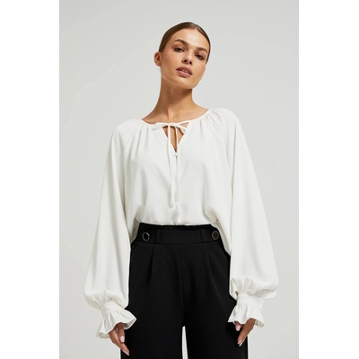 Moodo Бяла дамска блуза с воали Moodo | Byal | ЖЕНИ | XXL