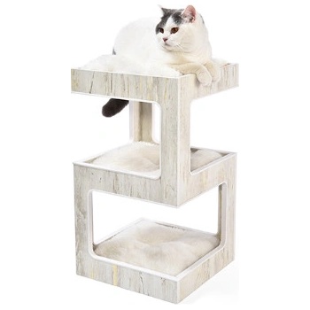 Freedog Rascador Balcony - Катерушка с драскало за коте с платформи за почивка, 34 x 34 x 60 см. - кремава