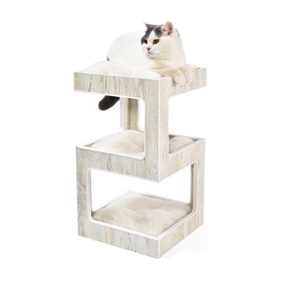 Freedog Rascador Balcony - Катерушка с драскало за коте с платформи за почивка, 34 x 34 x 60 см. - кремава