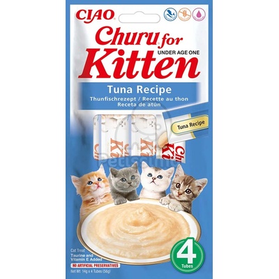 INABA Ciao Churu Kitten кремообразна храна за котки - риба тон 4 x 14 г