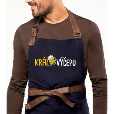 Kariban HobbyTriko Zástěra pro výčepní EXCLUSIVE Král výčepu Tmavě modrá