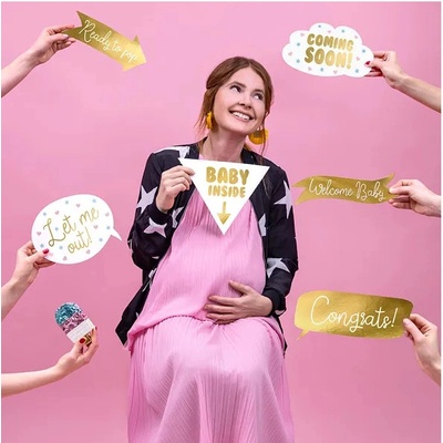 KNP28 Party Deco Zlaté párty rekvizity - Odhalení pohlaví 6ks