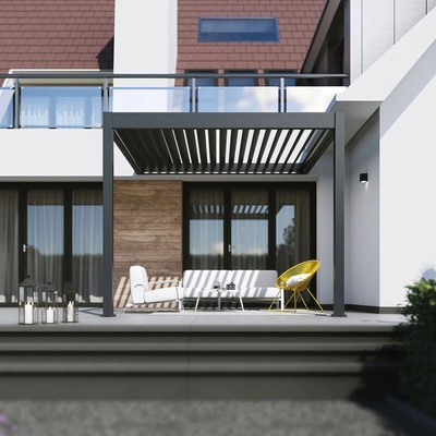 Gutroof ELEGANCE WALL AUTOMATIC hliníková pergola s led osvetlením 3 x 3 m, anthracit