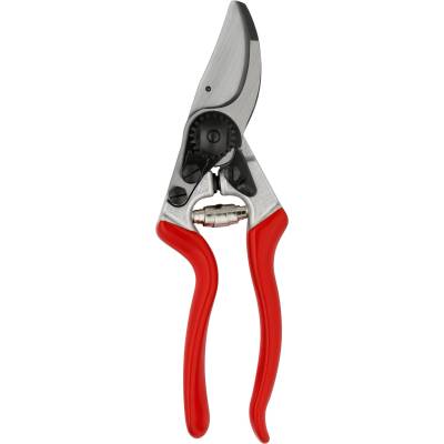 FELCO 9 left-handed bypass secateurs, ergonomic for large hands, 52mm steel blade, 25mm cutting diameter, shock absorber, forged aluminum handles, angled cutting head, Swiss Made - F-9