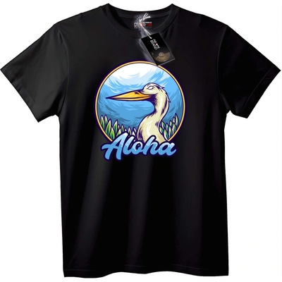 NOONEBRAND Тениска Тропически Aloha Пеликан - 4XL, Black