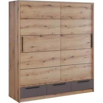 Matis Гардероб Lara 200 с чекмеджета артизан / сиво