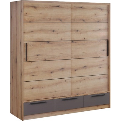 Matis Гардероб Lara 200 с чекмеджета артизан / сиво