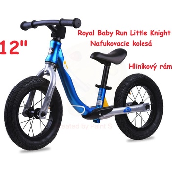 Royal Baby s nafukovacími kolesami RUN Little Knight 12" hliníkový rám modré