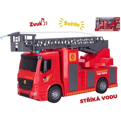 Mikro Авто пожарникари 30см пръскащо вода на инерция на батерии със светлина и звук