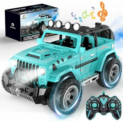 DEERC RC Monster Truck RTR s hmlou, svetlami a zvukmi, 25 km/h, 2 batérie, modrý