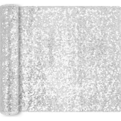 Party Stříbrný flitrový ubrus 200x28 cm
